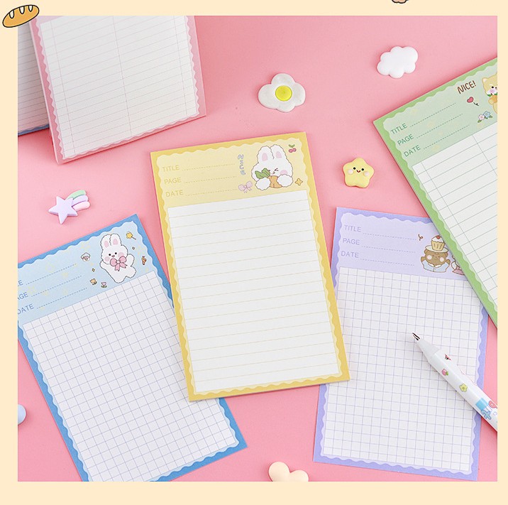 GIẤY NHỚ/ GIẤY GHI CHÚ HÌNH CHỮ NHẬT NHIỀU HOẠ TIẾT HOẠT HÌNH XINH XẮN DỄ THƯƠNG T.CRAFT HOUSE