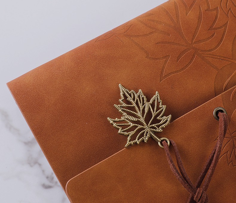 SỔ TAY DA HOẠ TIẾT LÁ PHONG CHÌM PHONG CÁCH VINTAGE T.CRAFT HOUSE