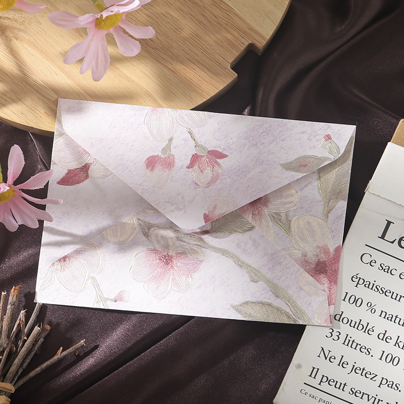 SET 5 BAO THƯ HOẠ TIẾT NỔI GẤM HOA PHONG CÁCH RETRO T.CRAFT HOUSE