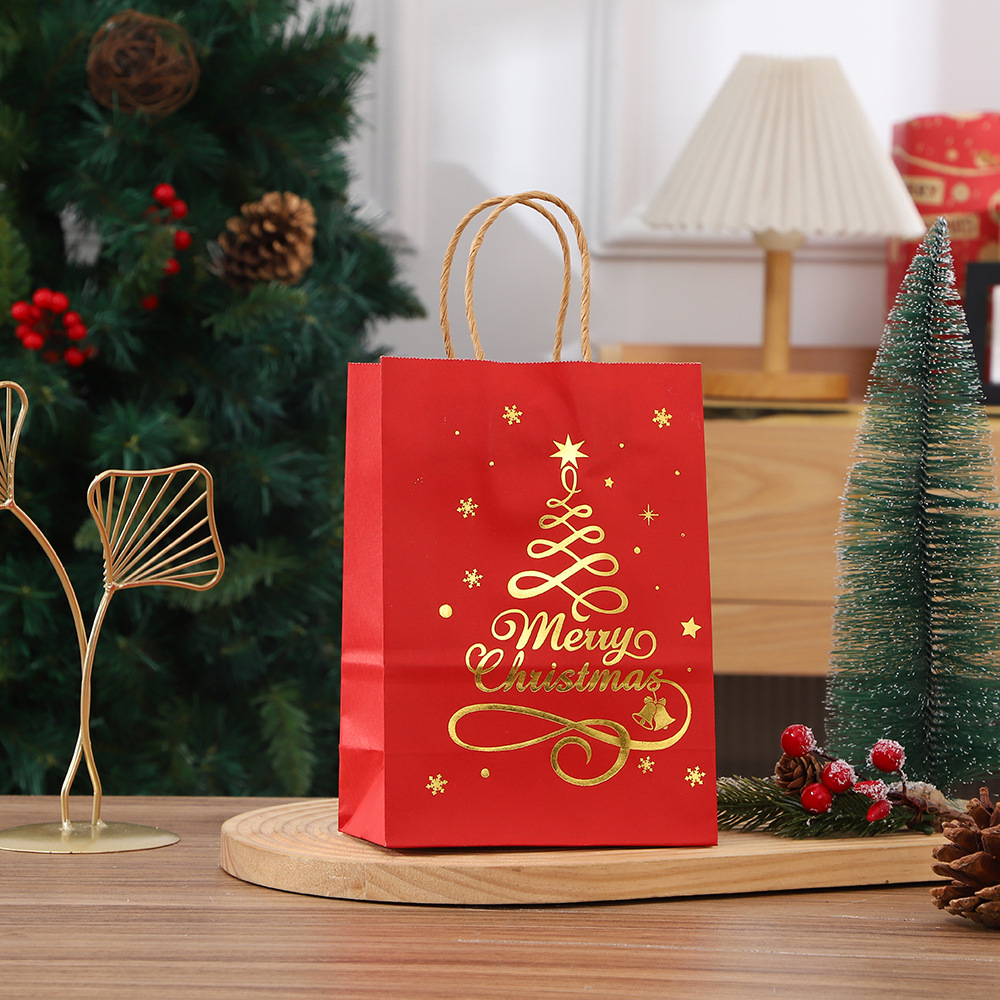 TÚI GIẤY ĐỰNG QUÀ 21x15x8CM HỌA TIẾT GIÁNG SINH ÁNH KIM T.CRAFT HOUSE