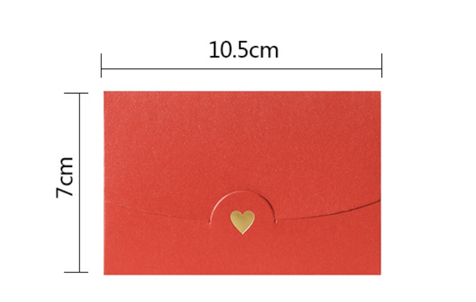 SET 5 BAO THƯ ÁNH KIM MINI TIM VÀNG 250GSM KÍCH THƯỚC 105x70mm NHIỀU MÀU SẮC T.CRAFT HOUSE