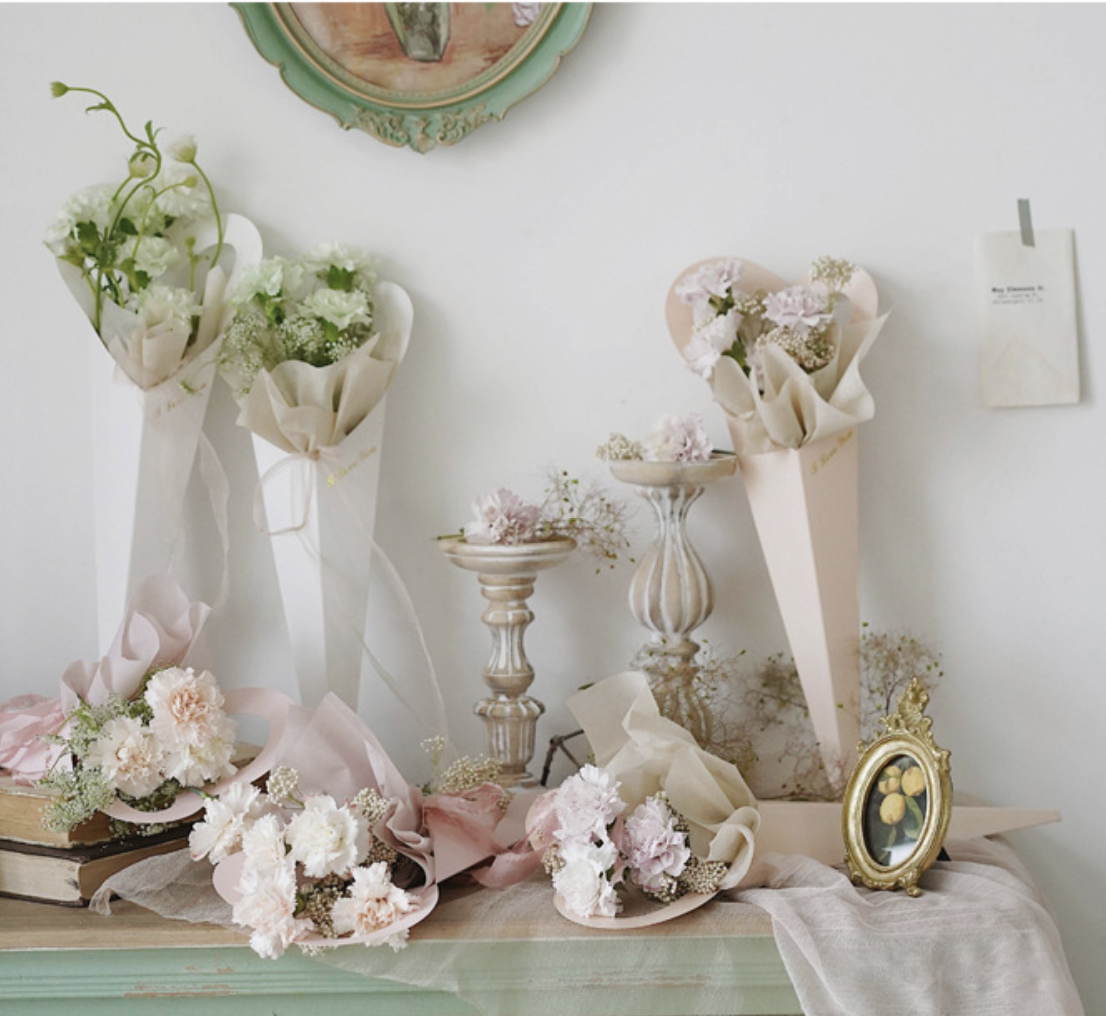 SET 5 TÚI ĐỰNG HOA ỐC QUẾ TRÁI TIM STYLE HÀN QUỐC – QUÀ TẶNG THIẾT KẾ ĐỘC ĐÁO T.CRAFT HOUSE