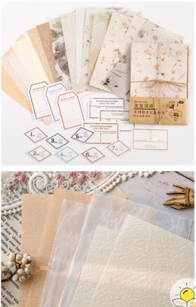 SET 30 TỜ GIẤY HOA LÁ KHÔ VINTAGE TRANG TRÍ TẬP VỞ, LƯU BÚT, NHẬT KÍ T-CRAFT ^^