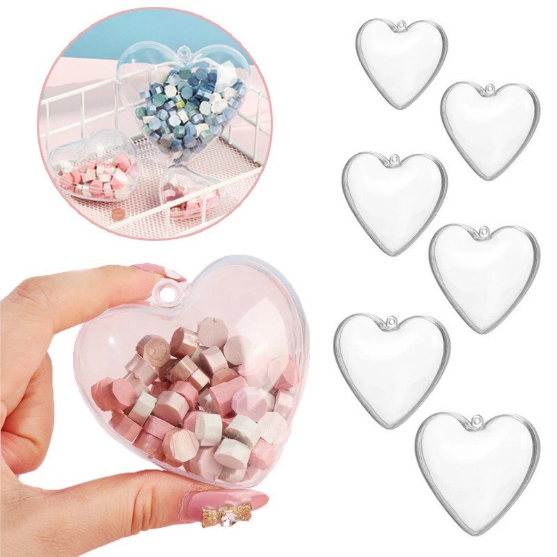 TRÁI TIM NHỰA TRONG SUỐT DÙNG ĐỂ LÀM ĐỰNG QUÀ TẶNG/ TRANG TRÍ SIÊU LUNG LINH T.CRAFT HOUSE