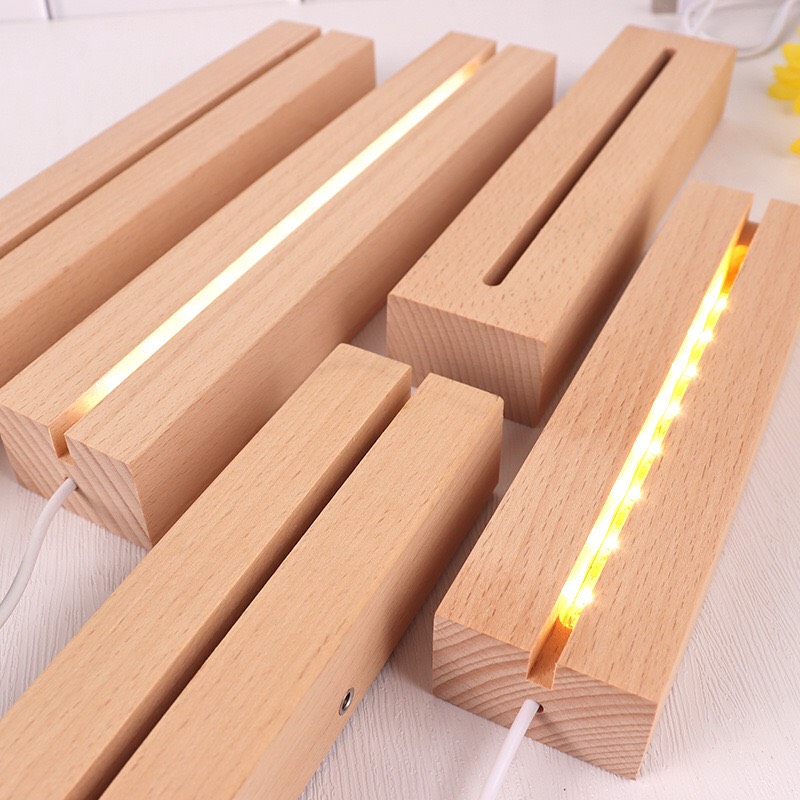 ĐẾ ĐÈN LED 3D BẰNG GỖ TRANG TRÍ DIY SIÊU TIỆN LỢI T.CRAFT HOUSE-NVLG