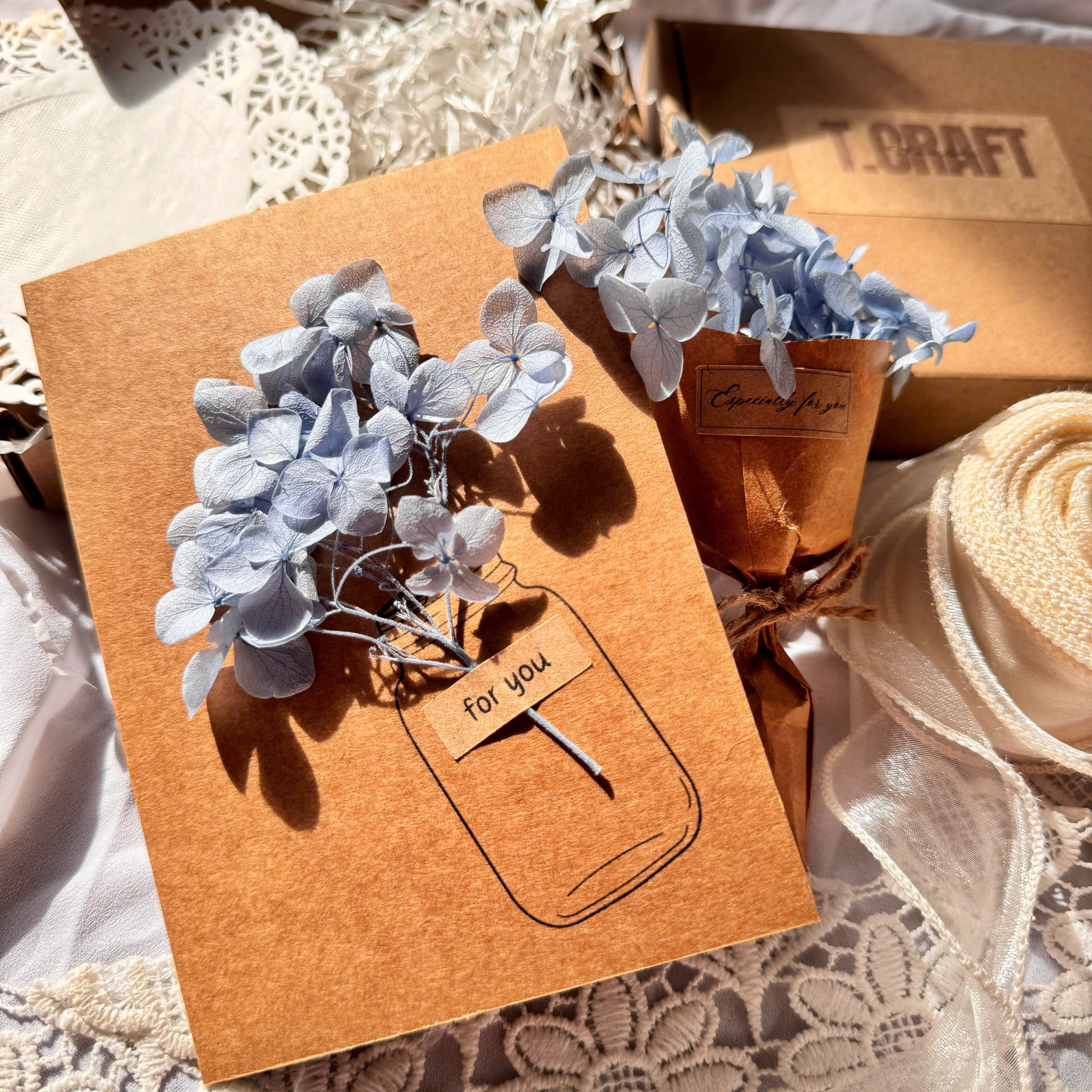 THIỆP HANDMADE FOR YOU HOA KHÔ NHIỀU MÀU T.CRAFT HOUSE (KHÔNG KÈM BAO THƯ)