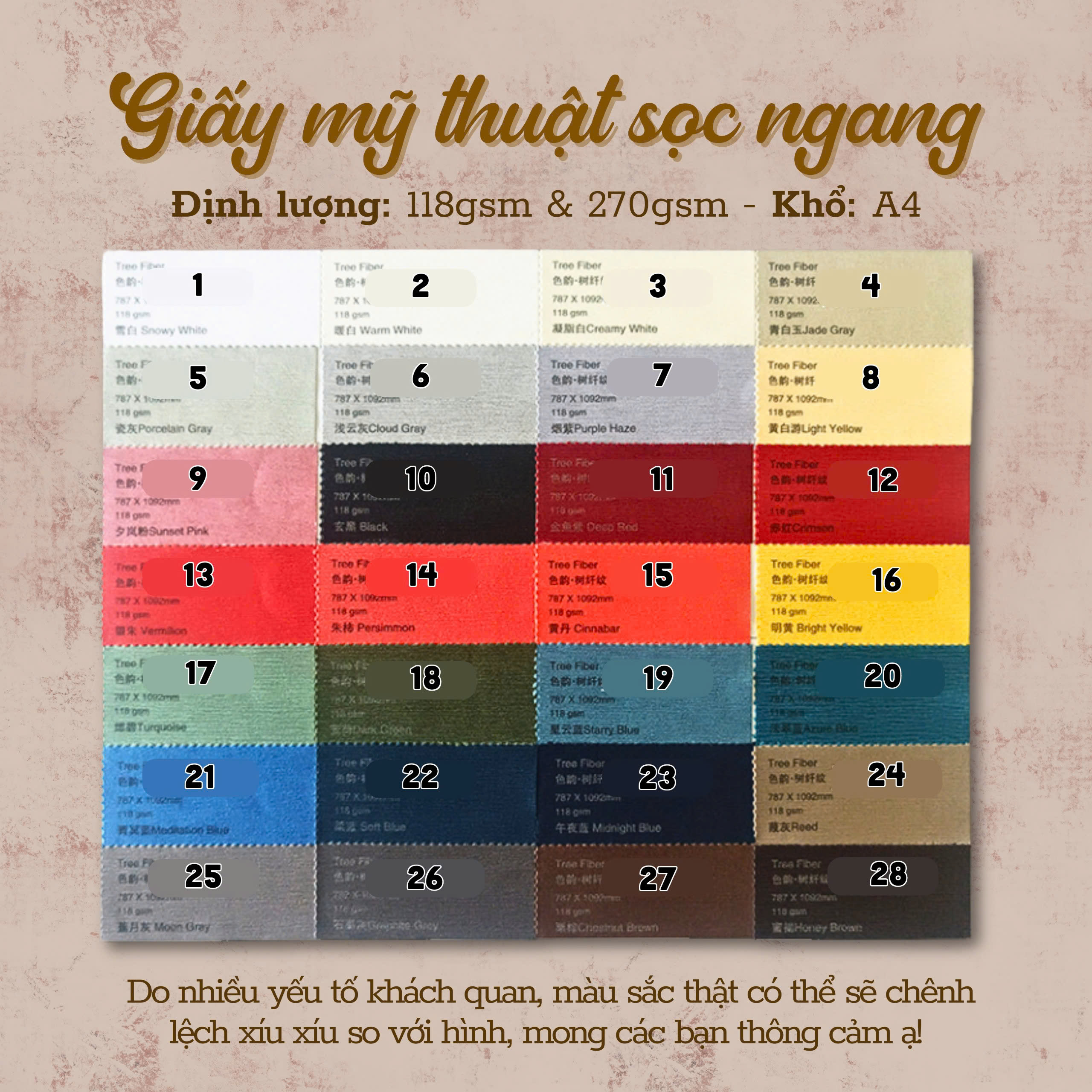 GIẤY MỸ THUẬT VÂN SỌC NGANG CHÌM DÀY 118gsm SIÊU ĐẸP LÀM THIỆP/CRAPBOOK T.CRAFT HOUSE