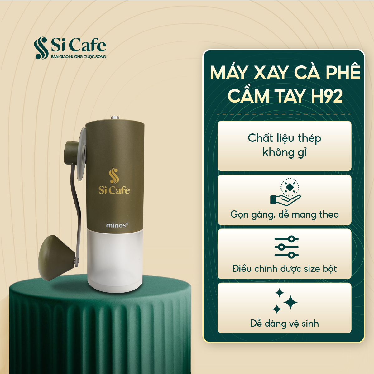 MÁY XAY CÀ PHÊ CẦM TAY MINOS H92