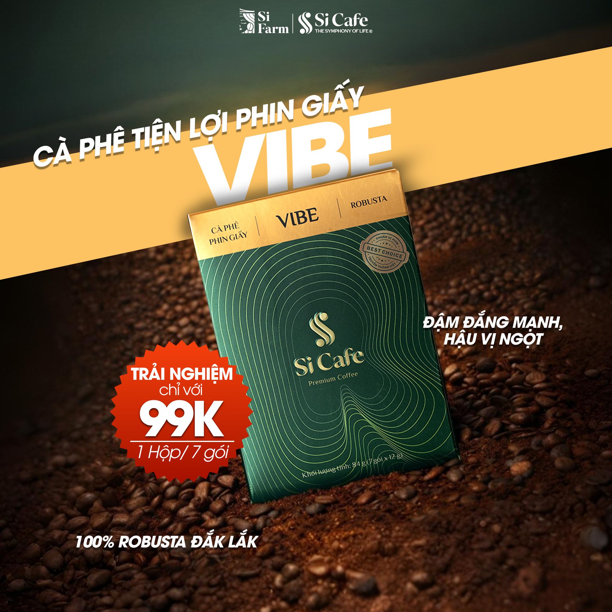 Cà Phê Phin Giấy Vibe 100% Robusta