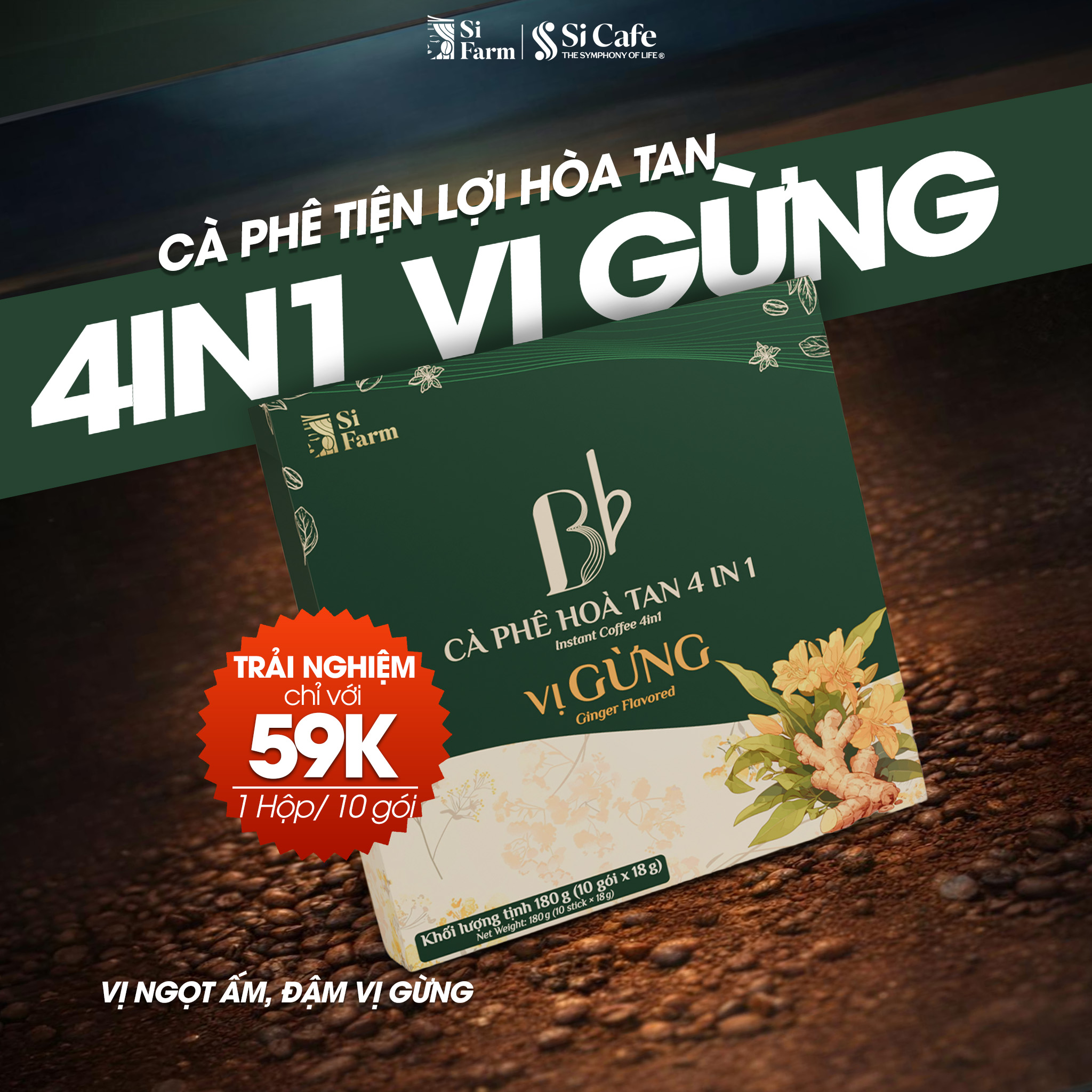 Cà Phê Hòa Tan 4in1 Vị Gừng Si Cafe