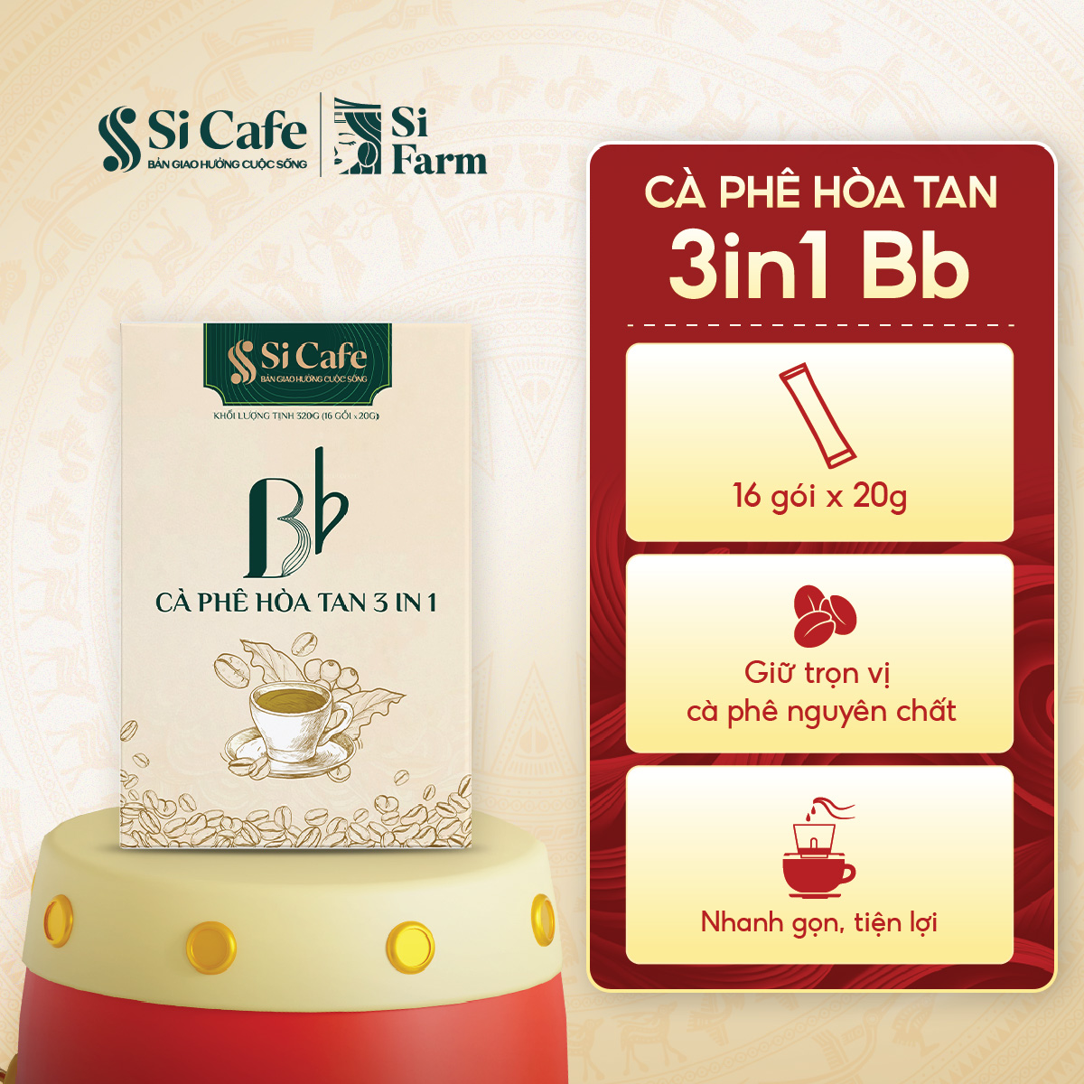 Cà Phê Hòa Tan 3in1 Bb – 16 Gói/Hộp x 20g