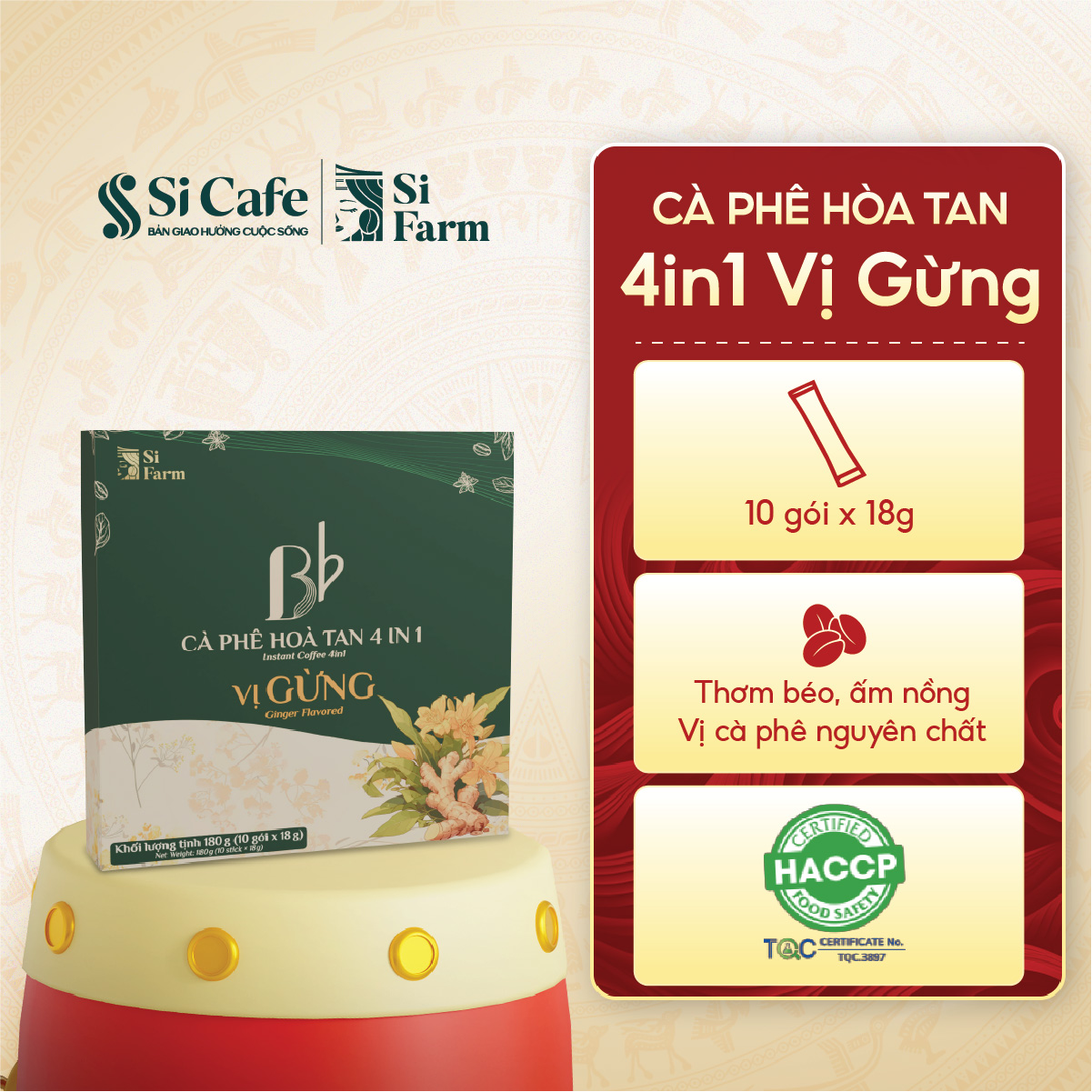 Cà Phê Hòa Tan 4in1 Vị Gừng Si Cafe