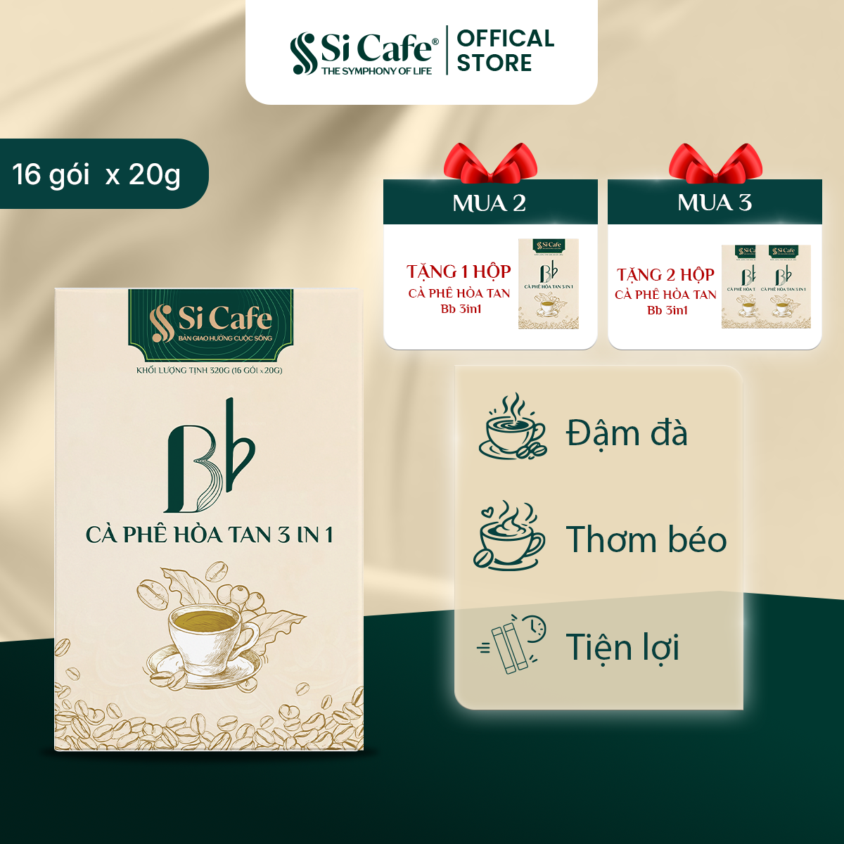 Cà Phê Hòa Tan 3in1 Bb – 16 Gói/Hộp x 20g