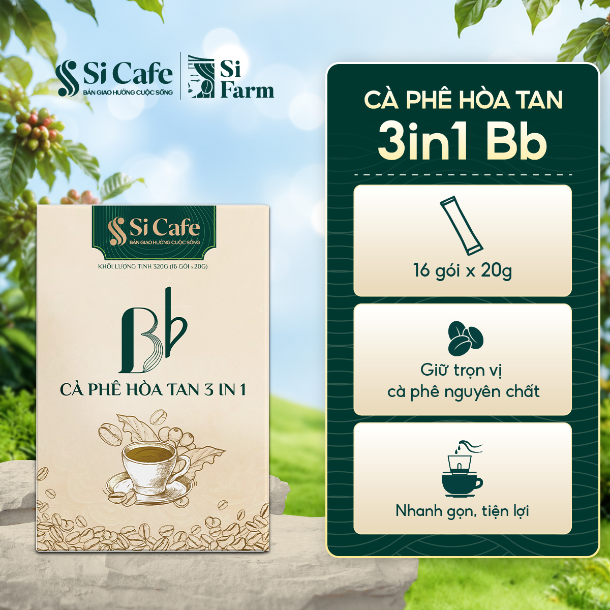 Cà Phê Hòa Tan 3in1 Bb – 16 Gói/Hộp x 20g