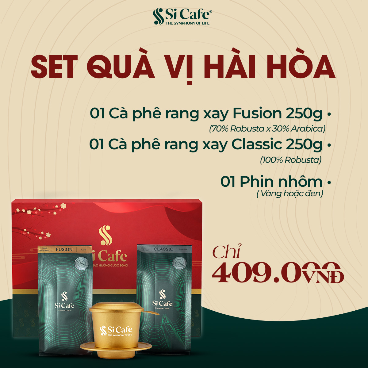 Hộp Quà Tết Cà Phê Vị Hài Hòa