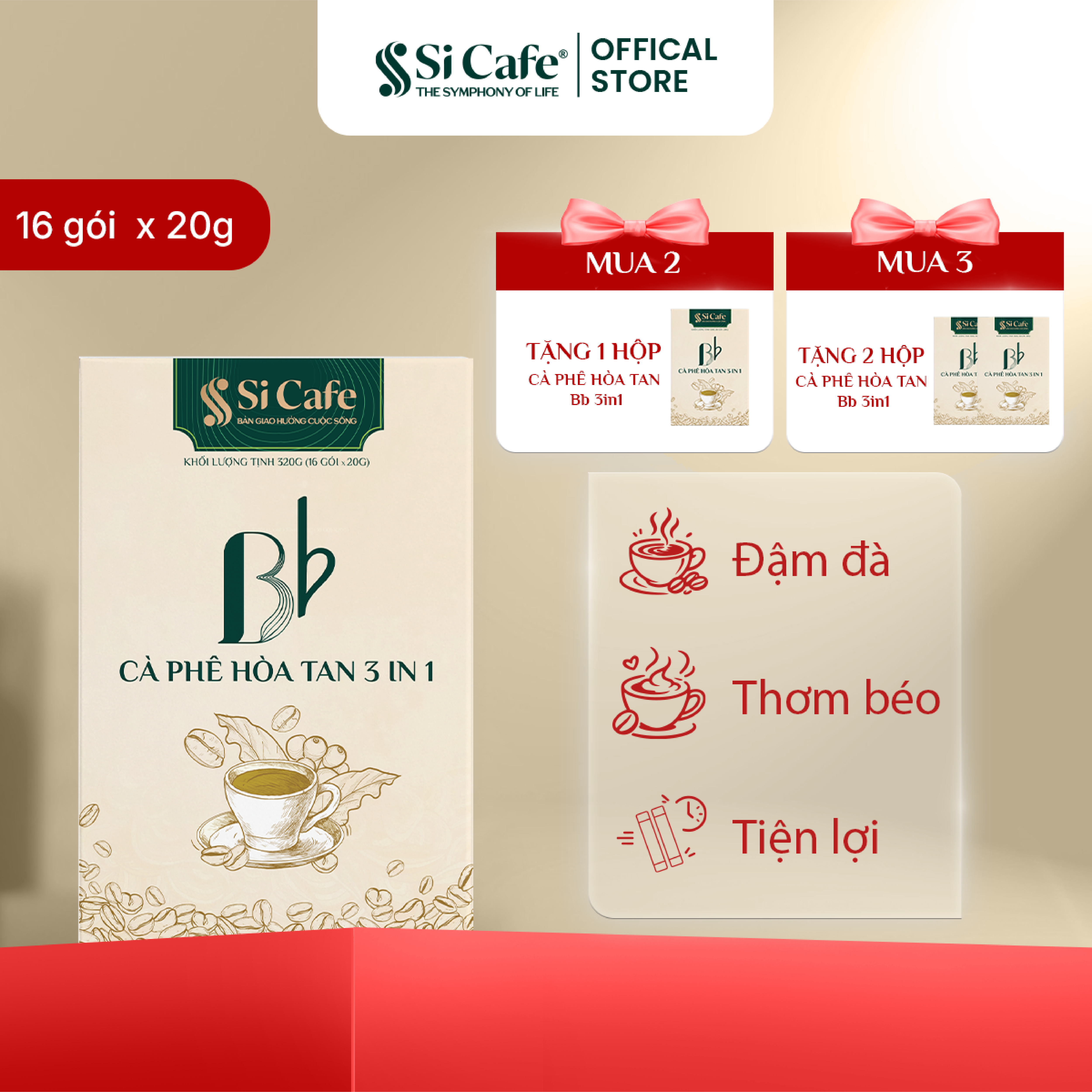 Cà Phê Hòa Tan 3in1 Bb – 16 Gói/Hộp x 20g