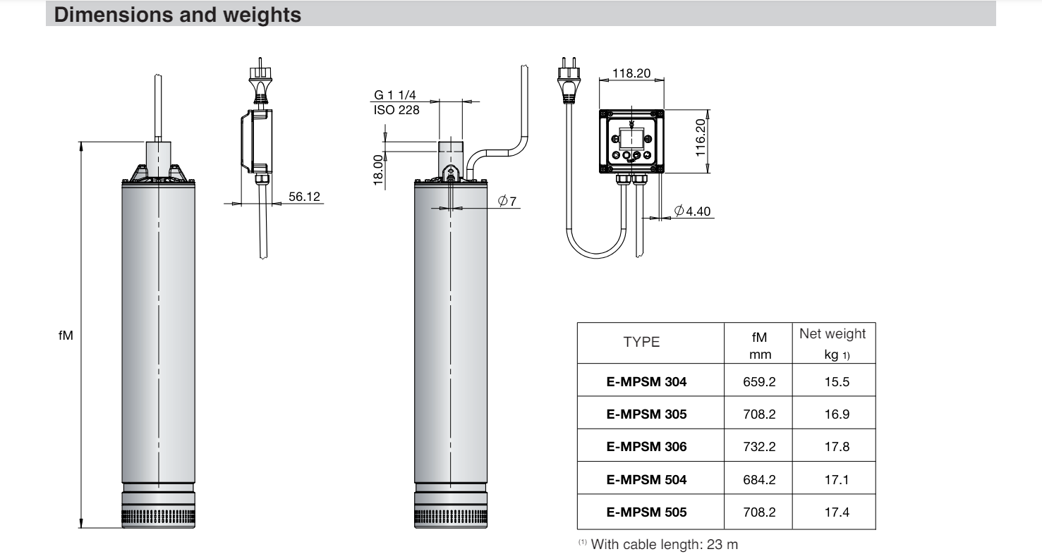 Máy bơm chìm nước sạch đa tầng cánh tích hợp điều khiển tự động E-MPS