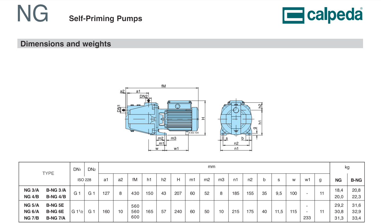 Máy bơm tự mồi NG Calpeda/Italia
