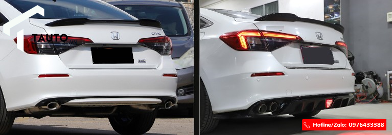 Độ pô và lip sau cho Honda Civic 2022