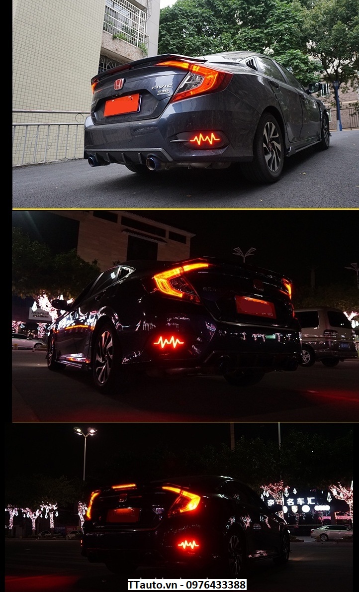 Cụm đèn led gầm trước sau kiểu tia chớp cho Civic 2016-2018 (Mẫu 1)