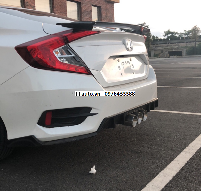 Độ ống xả kiểu Type R 3 lon pô ở giữa cho Civic 1.8 (pô thật)