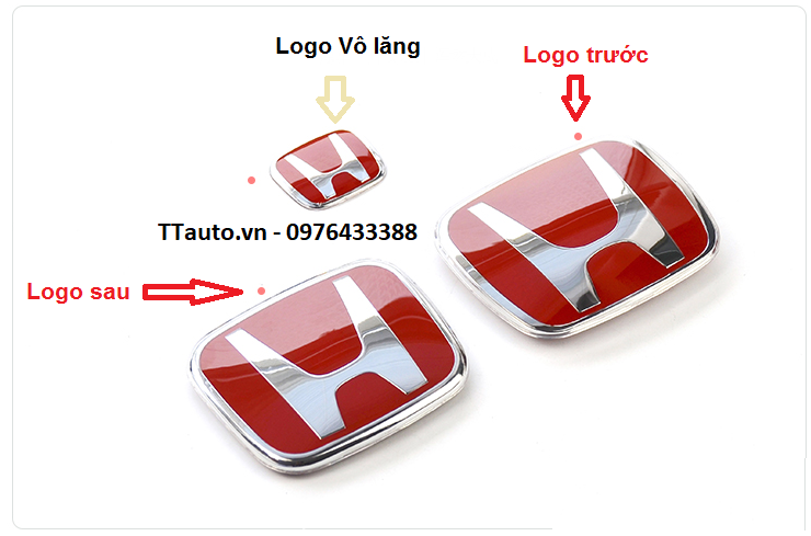 Bộ logo Honda chữ trắng nền đỏ