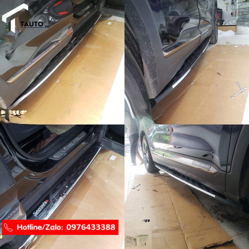 Bệ bước chân Hyundai Santafe 2019-2020 tráng gương chấm bi