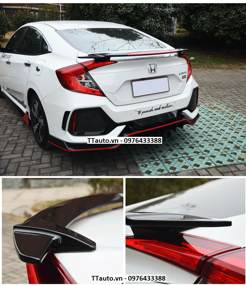 Đuôi gió có đèn kiểu Civic Coupe cho Civic 2016-2020