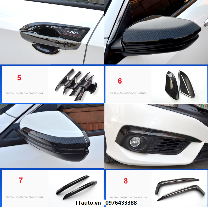 Tổng hợp các chi tiết Carbon ngoại thất Civic 2016-2020