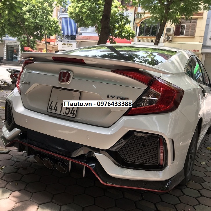 Độ ống xả kiểu Type R 3 lon pô ở giữa cho Civic 1.8 (pô thật)