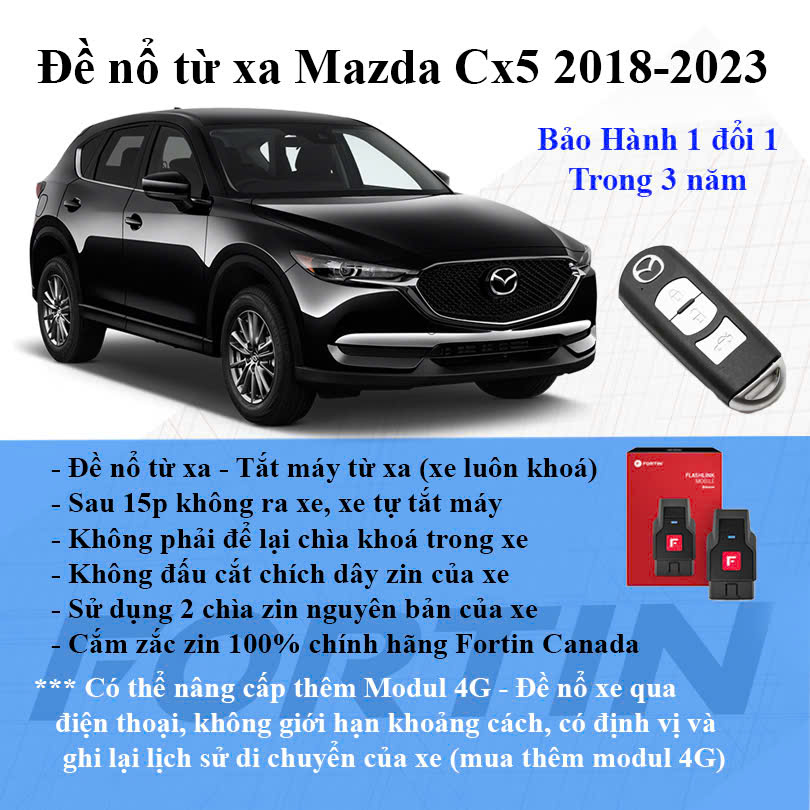 Đề nổ khởi động xe từ xa Mazda cx5 2018-2024 qua chìa zin 100%