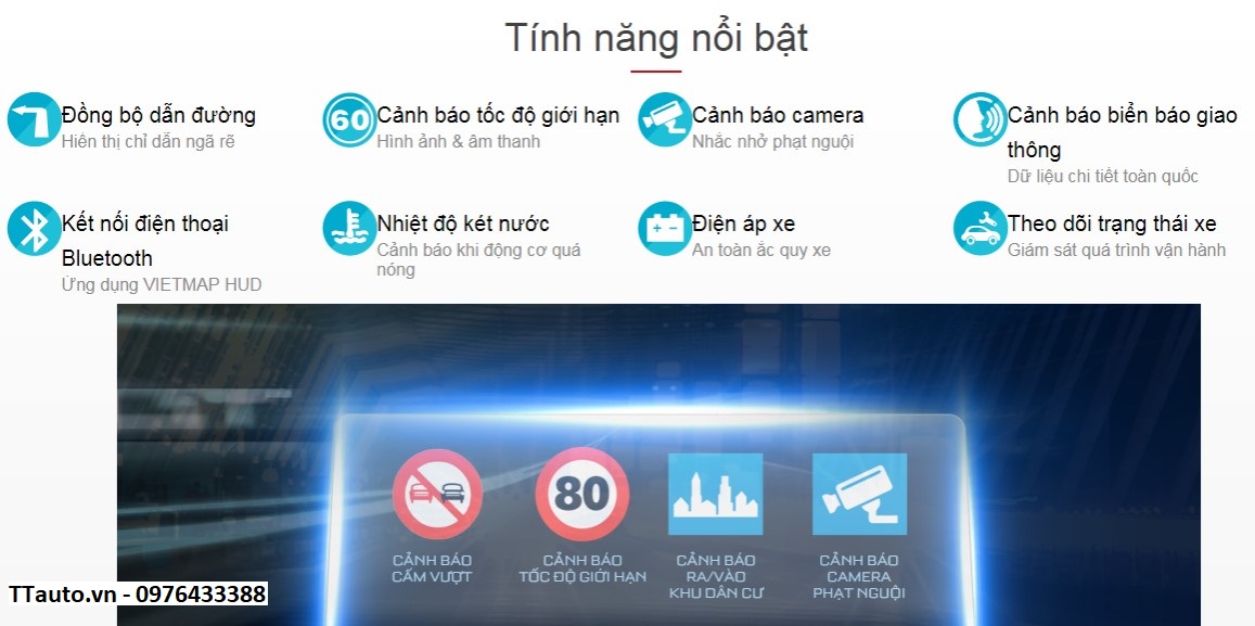 MÀN HÌNH HIỂN THỊ THÔNG MINH HUD VIETMAP H1N