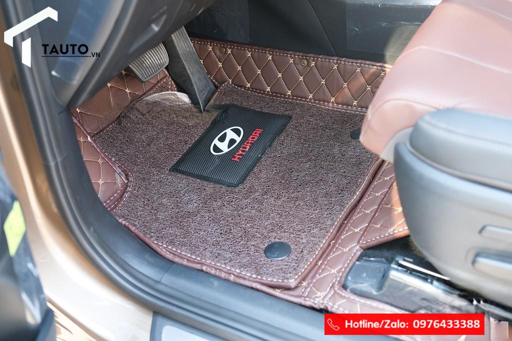 Lót sàn da full cốp cho Hyundai Santafe 2019