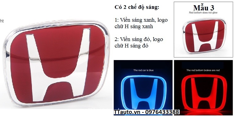 Logo đầu và đuôi xe có đèn LED cho các dòng Honda