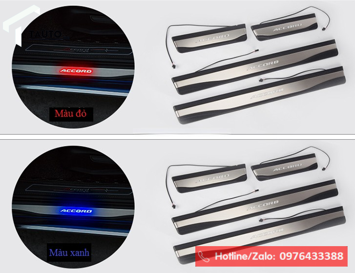 Nẹp bước chân 4 cửa có đèn LED cho Honda Accord 2019-2022