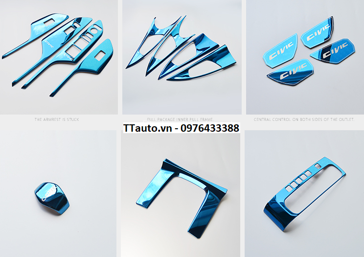 Ốp nội thất màu xanh cho Civic 2016-2020