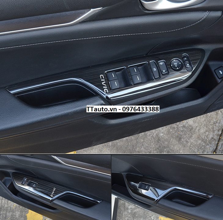 Combo ốp nội thất Titan 4 chi tiết cho Civic 2016-2020
