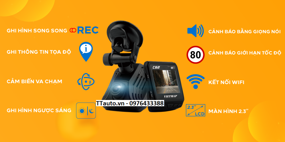 VIETMAP C62 ĐỈNH CAO CÔNG NGHỆ CAMERA HÀNH TRÌNH