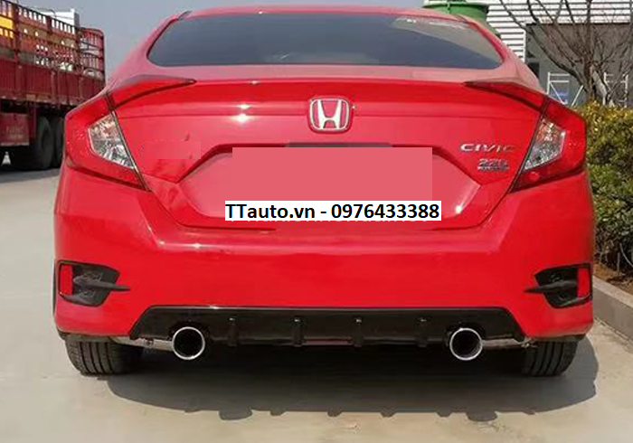 Lip chia pô kiểu 2 ống xả và 4 ống xả cho Civic (Pô giả loại mới)