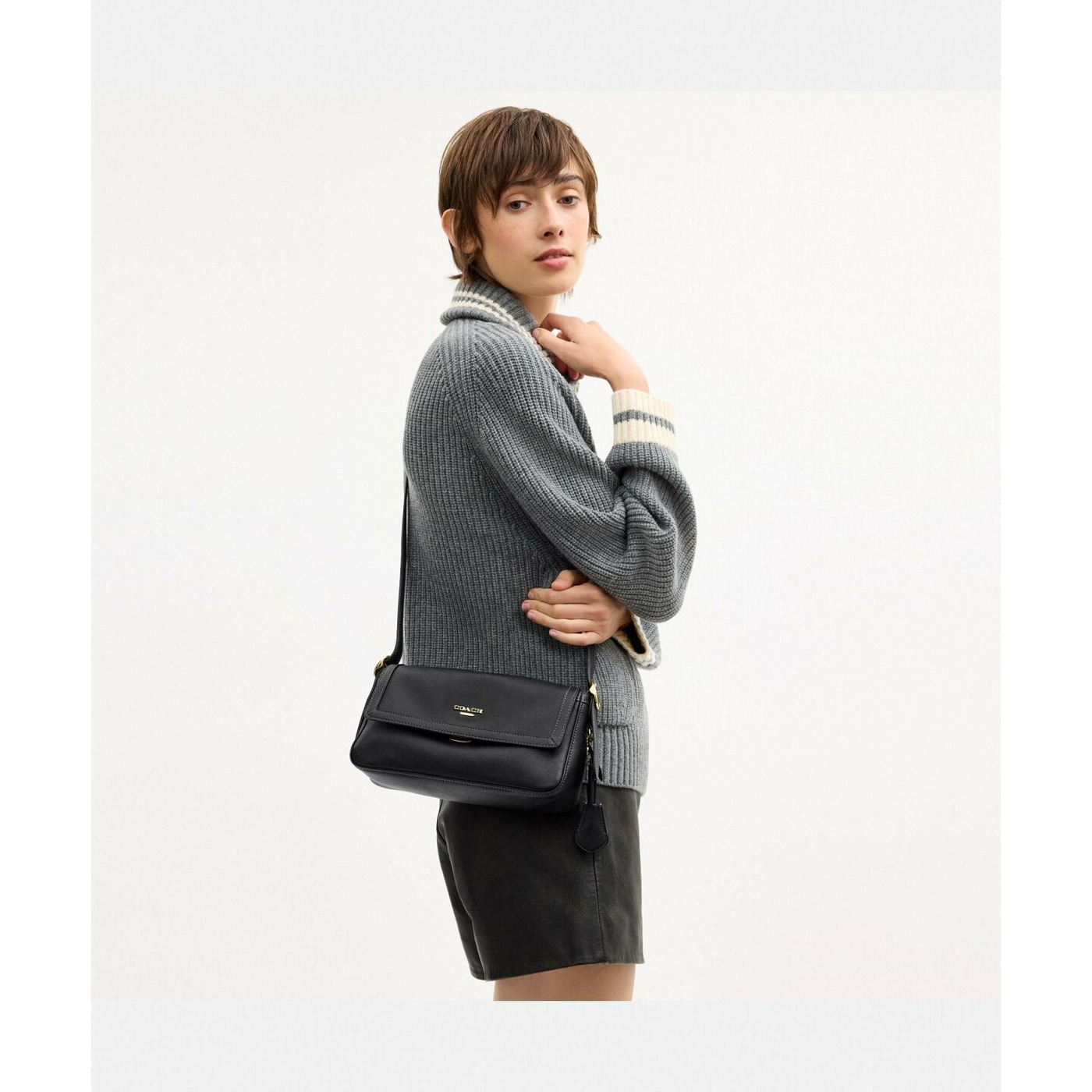 Túi Coach ETTA Small Flap - da nappa đen