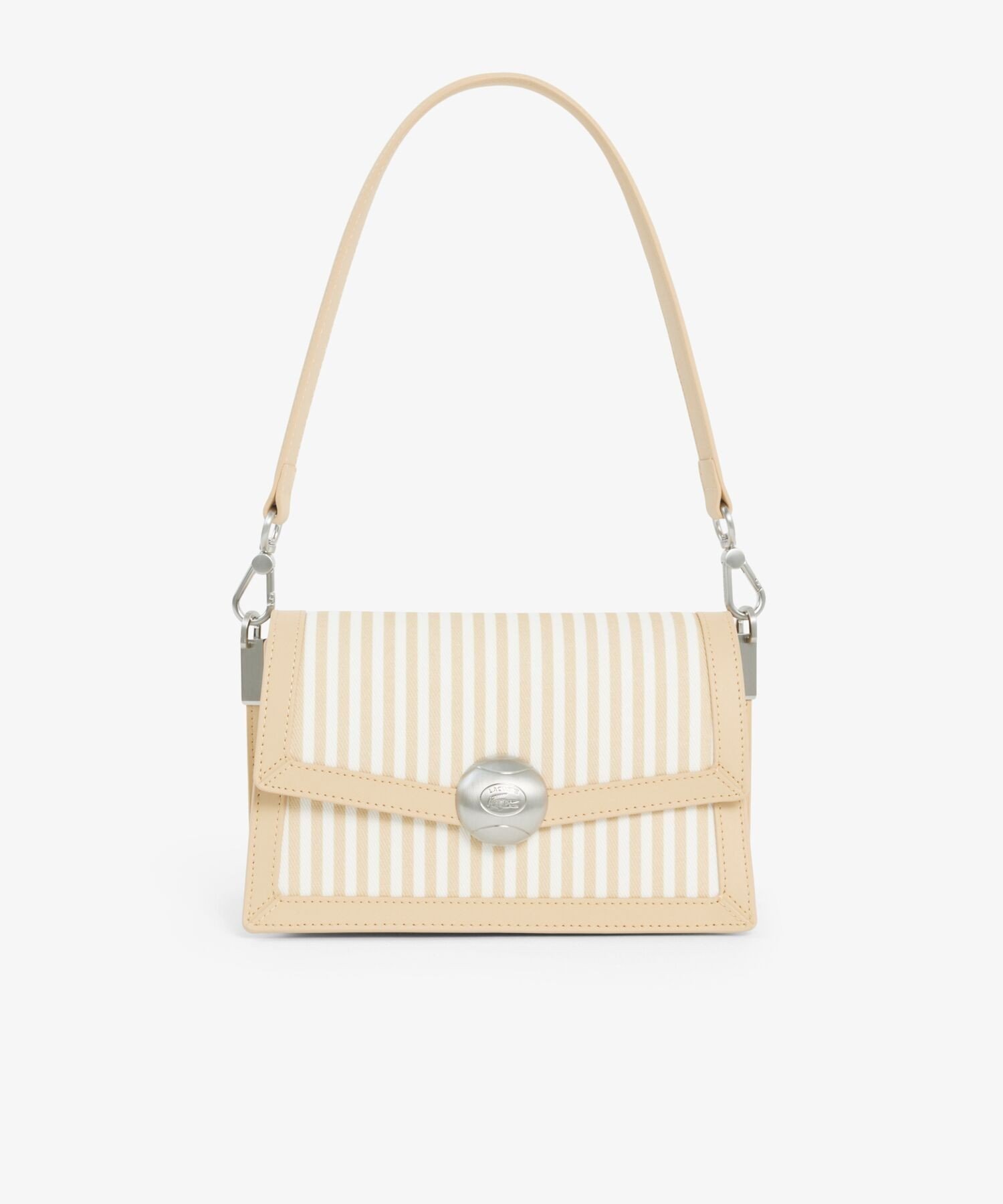 Túi đeo vai LACOSTE vải canvas kẻ sọc - khoá hình bóng tennis