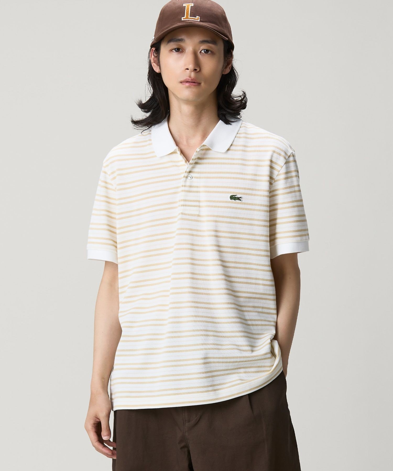 Áo polo LACOSTE vải piqué kẻ ngang - 3 màu