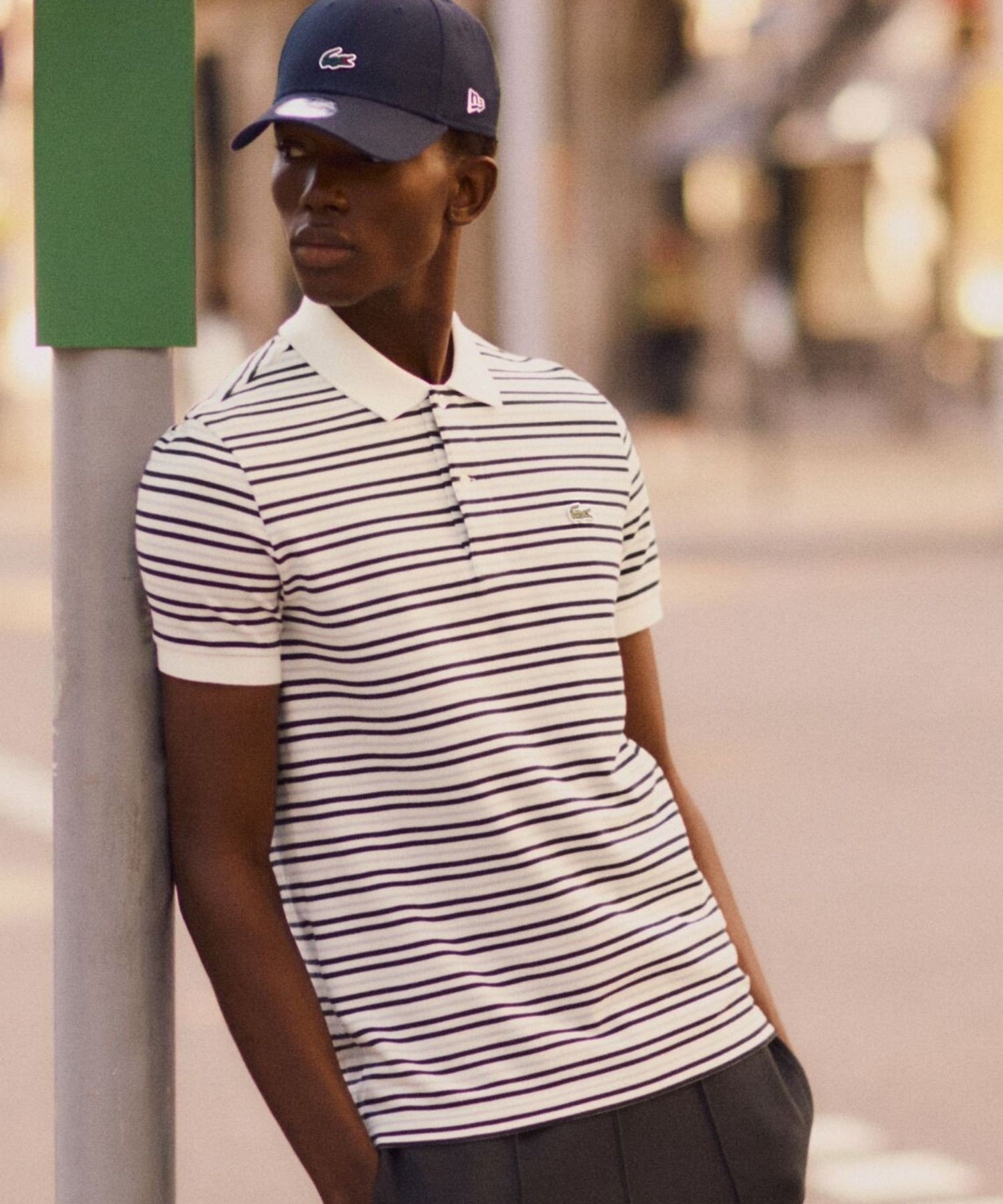 Áo polo LACOSTE vải piqué kẻ ngang - 3 màu