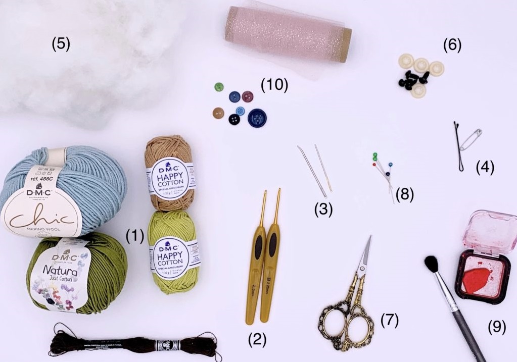 Nguyên liệu và dụng cụ cho người mới học móc thú len