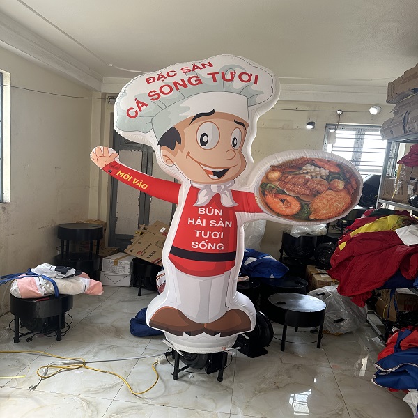 Rối Hơi Đầu Bếp vẫy tay quảng cáo Nhà Hàng,Quán Ăn