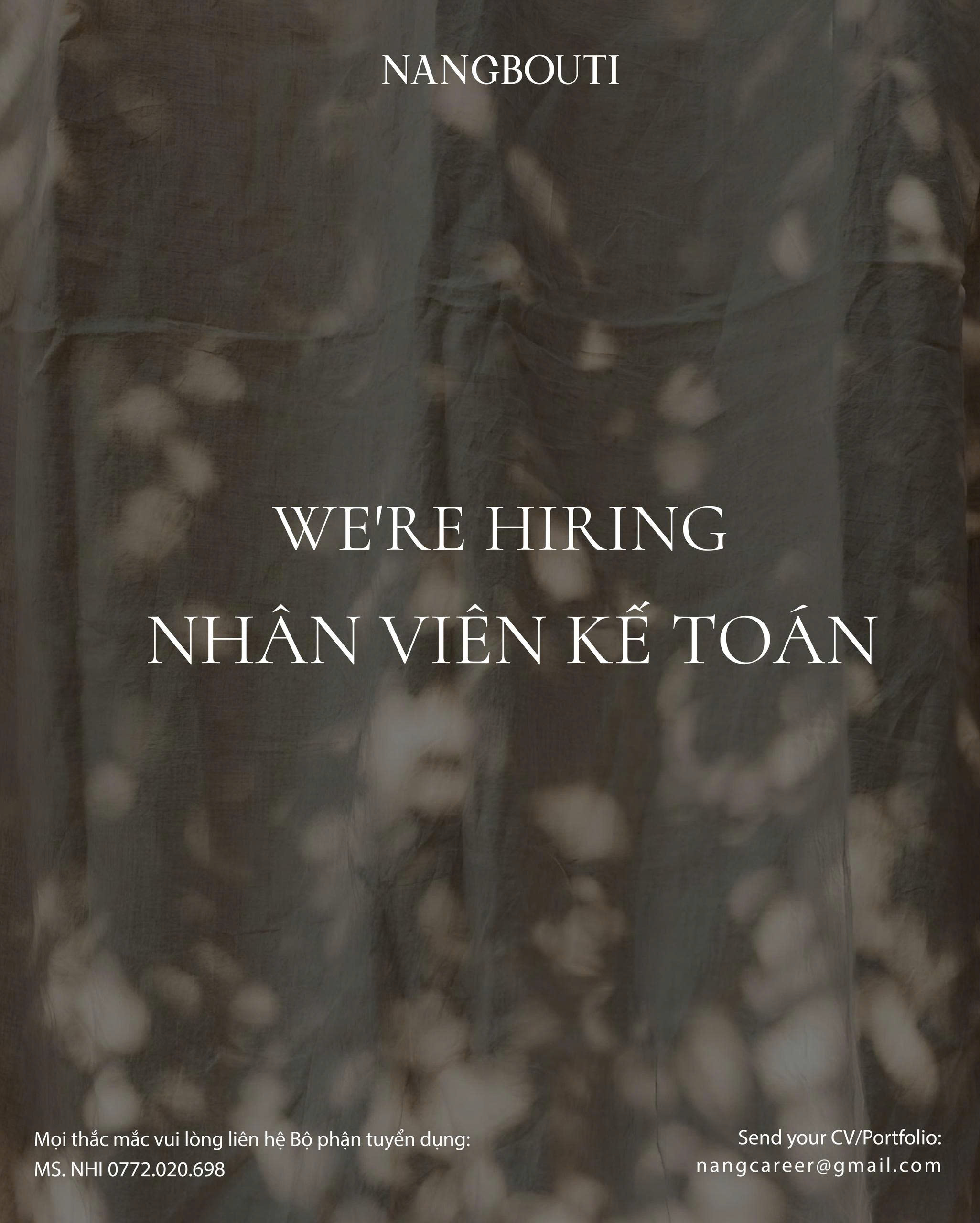 NANGBOUTI TUYỂN DỤNG KẾ TOÁN VIÊN - THÁNG 11. 2025