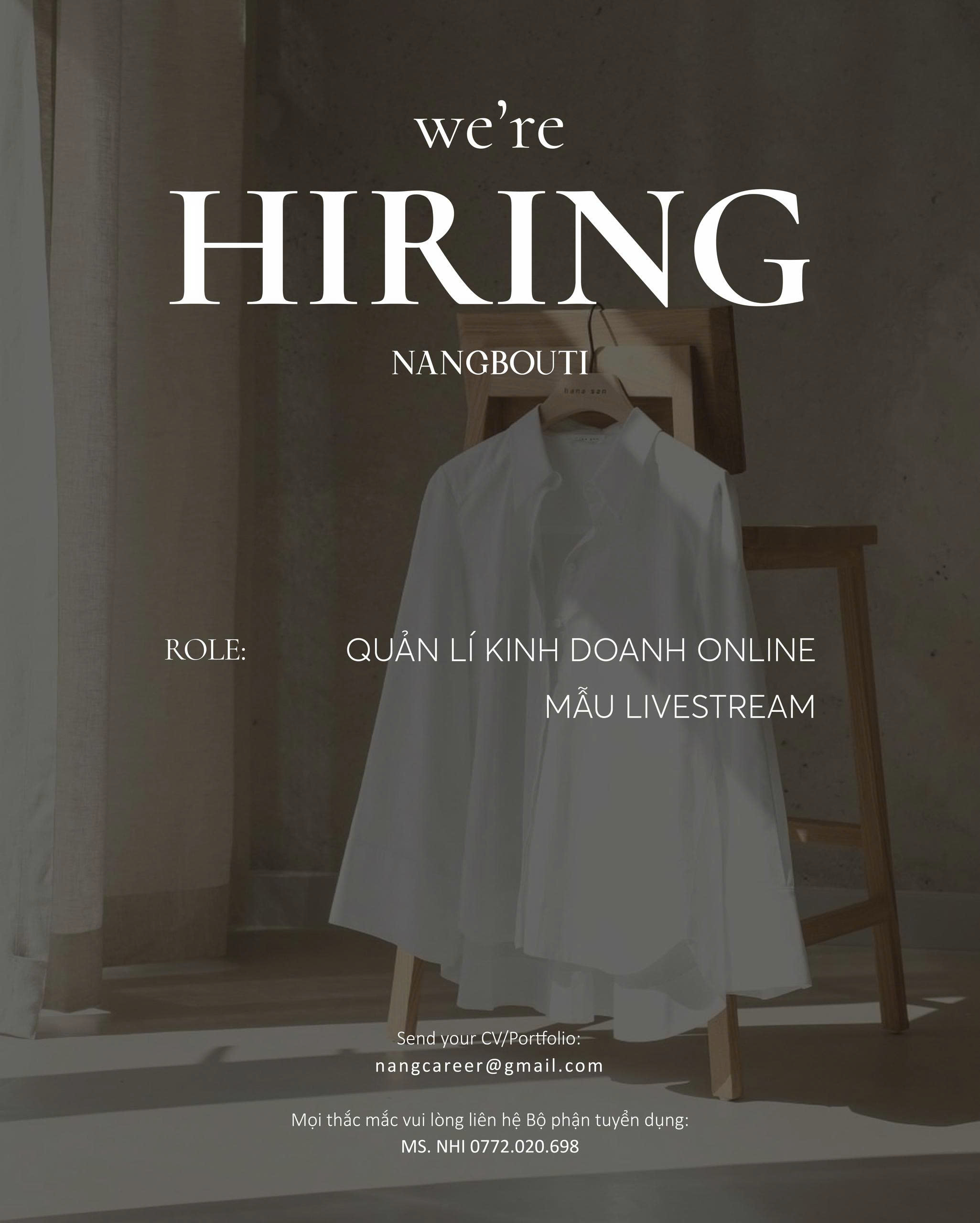 NANGBOUTI TUYỂN DỤNG QUẢN LÍ KINH DOANH - MẪU LIVESTREAM NỮ (2026)