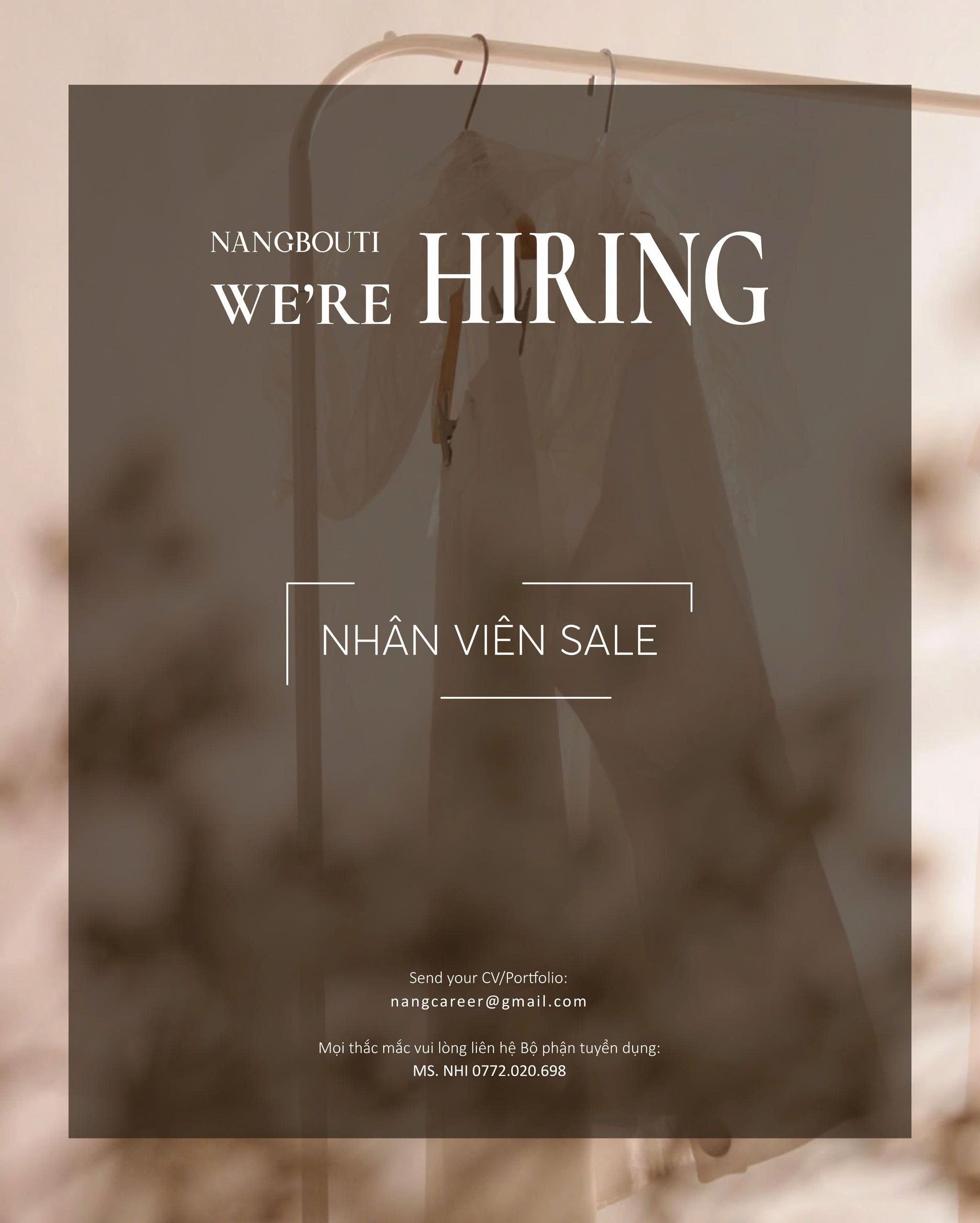 NANGBOUTI TUYỂN DỤNG NHÂN VIÊN SALE