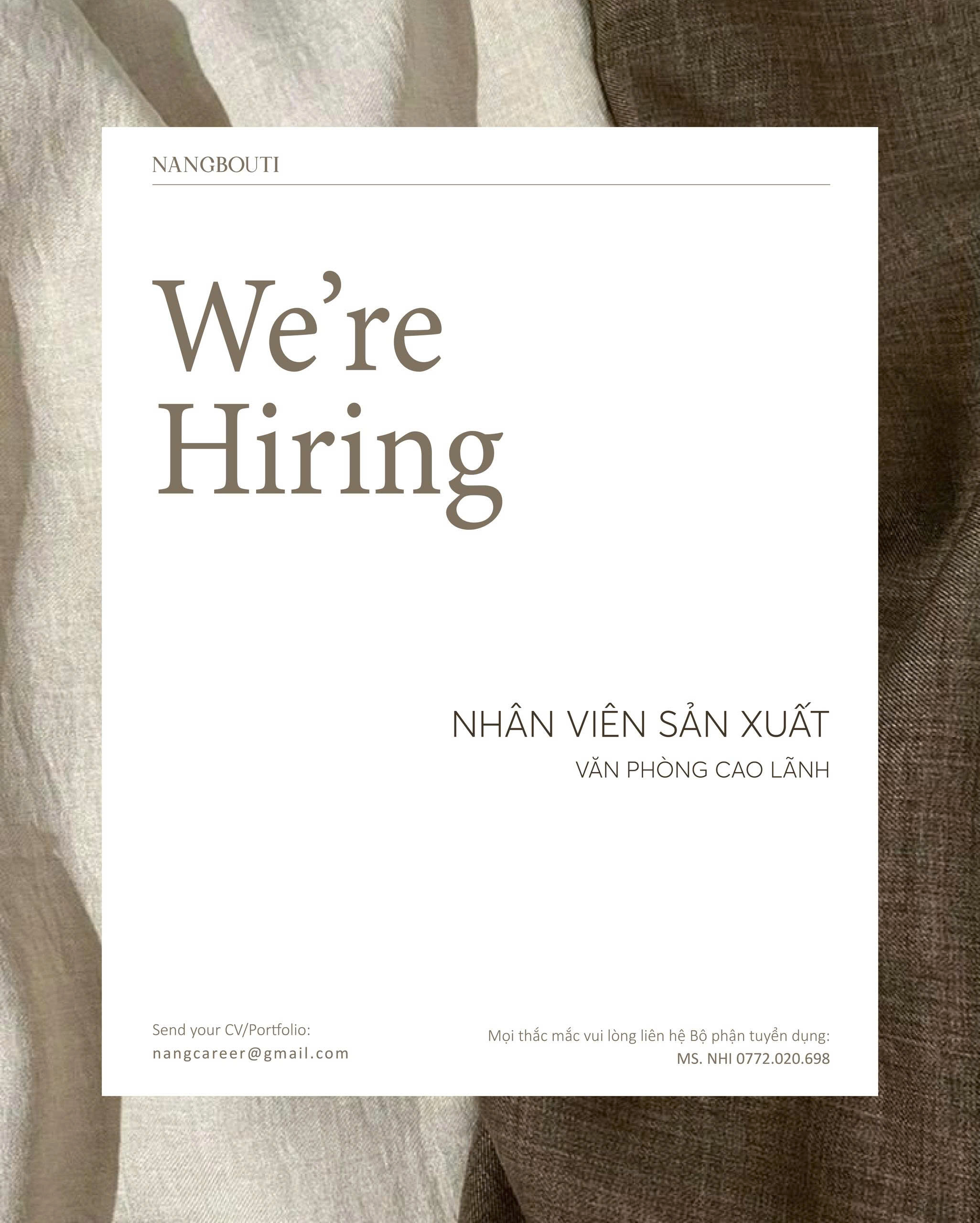 TUYỂN DỤNG NHÂN VIÊN SẢN XUẤT