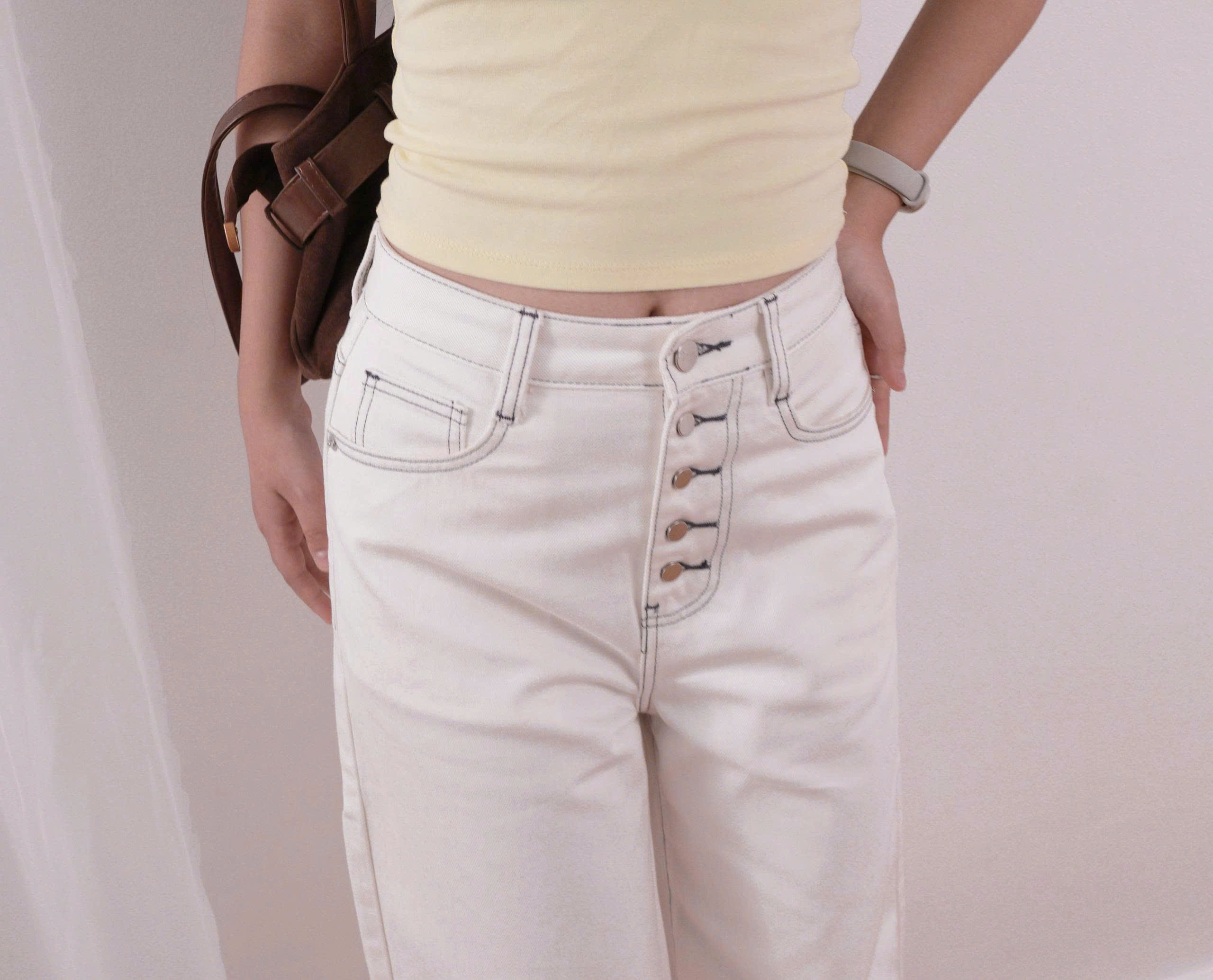 Q9883- Quần Culottes Jean túi cong 5 nút